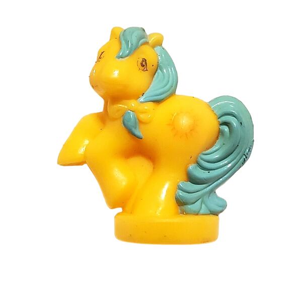 Vtg My Little Pony Hasbro Petite Ponies Yellow Blue Hair Sun Sunshine MLP 80s - Picture 1 of 10